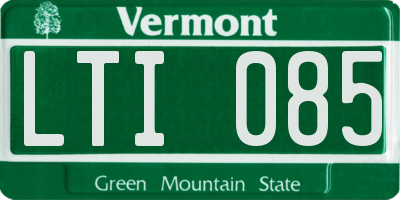 VT license plate LTI085
