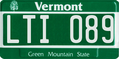 VT license plate LTI089