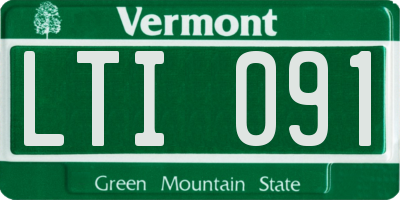VT license plate LTI091