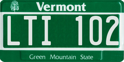 VT license plate LTI102