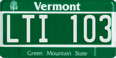 VT license plate LTI103