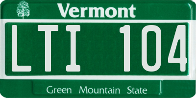 VT license plate LTI104