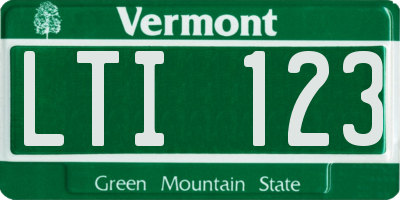 VT license plate LTI123