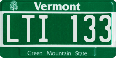 VT license plate LTI133