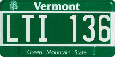 VT license plate LTI136