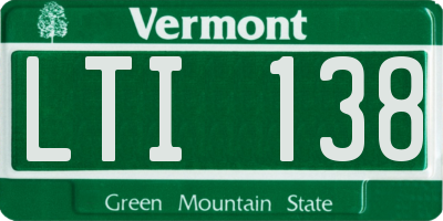 VT license plate LTI138