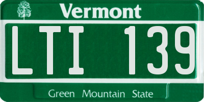 VT license plate LTI139