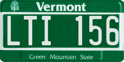 VT license plate LTI156