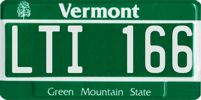 VT license plate LTI166