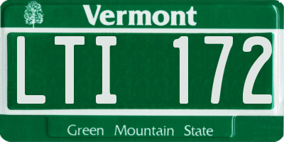 VT license plate LTI172