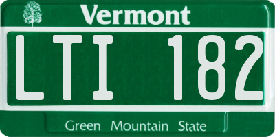 VT license plate LTI182