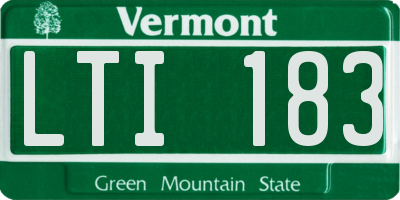 VT license plate LTI183