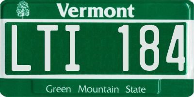 VT license plate LTI184