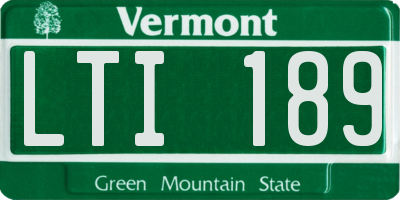 VT license plate LTI189