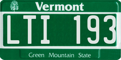 VT license plate LTI193