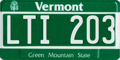 VT license plate LTI203