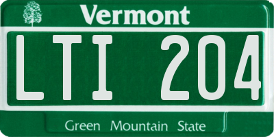 VT license plate LTI204