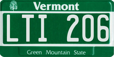 VT license plate LTI206