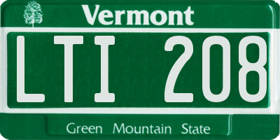 VT license plate LTI208