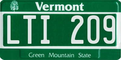 VT license plate LTI209