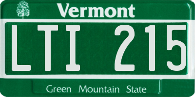 VT license plate LTI215