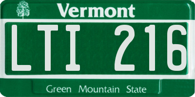 VT license plate LTI216