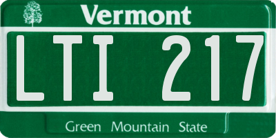 VT license plate LTI217