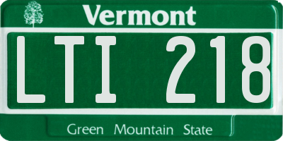 VT license plate LTI218