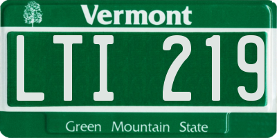 VT license plate LTI219