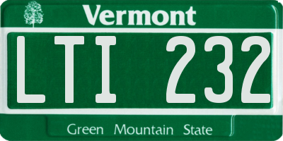 VT license plate LTI232