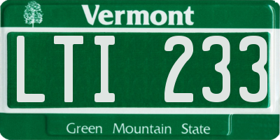 VT license plate LTI233
