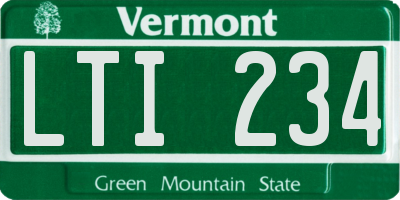 VT license plate LTI234