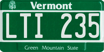 VT license plate LTI235