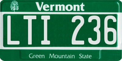 VT license plate LTI236