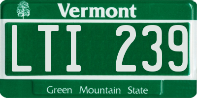 VT license plate LTI239