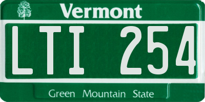 VT license plate LTI254