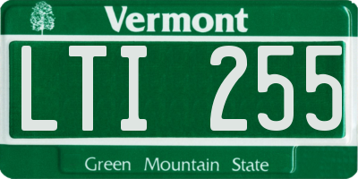 VT license plate LTI255