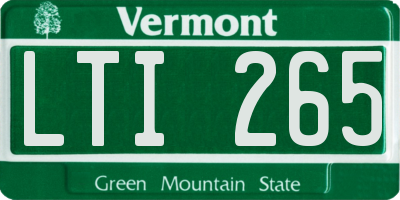 VT license plate LTI265