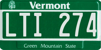 VT license plate LTI274