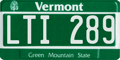 VT license plate LTI289