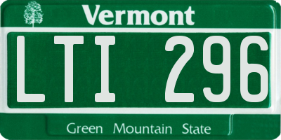 VT license plate LTI296