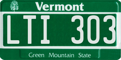 VT license plate LTI303