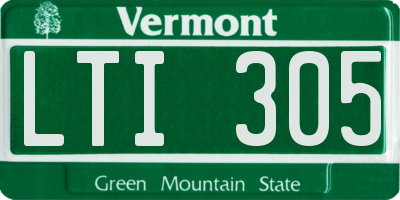 VT license plate LTI305
