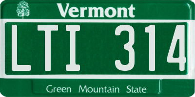 VT license plate LTI314