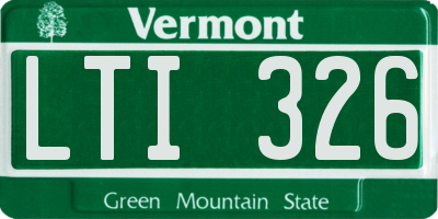 VT license plate LTI326