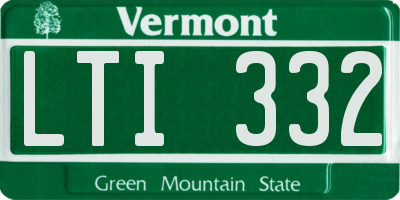 VT license plate LTI332