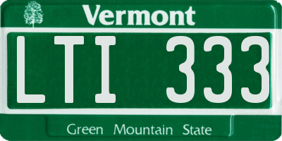 VT license plate LTI333