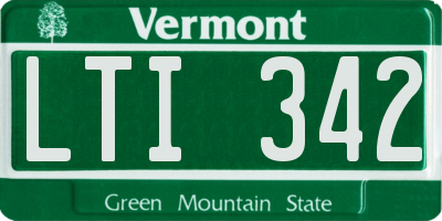 VT license plate LTI342
