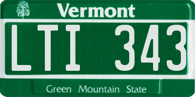 VT license plate LTI343