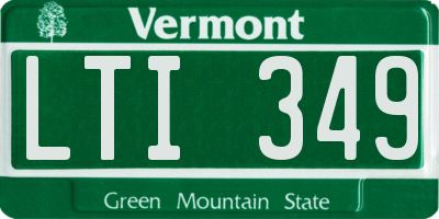 VT license plate LTI349